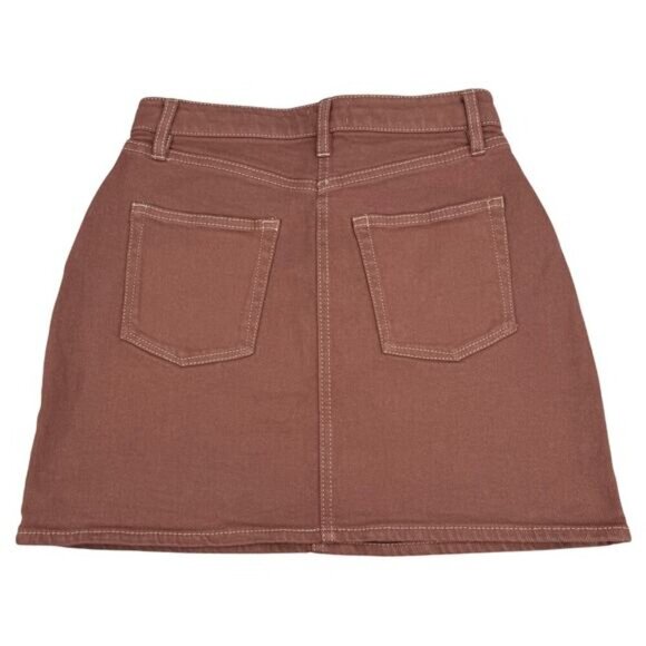 WILFRED FREE Aritzia Date High-Waisted A-Line Mini Skirt Sz 00 GD Sorbet Moka - Picture 6 of 6